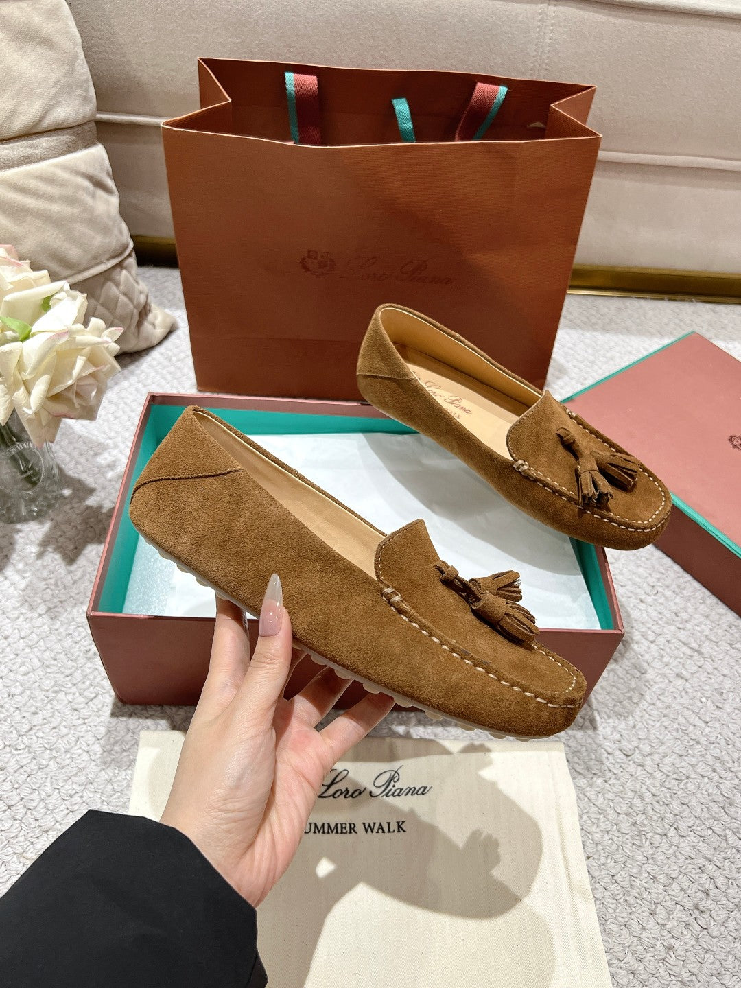LP Dot sole walk mocassin Copper Brown Suede 215001