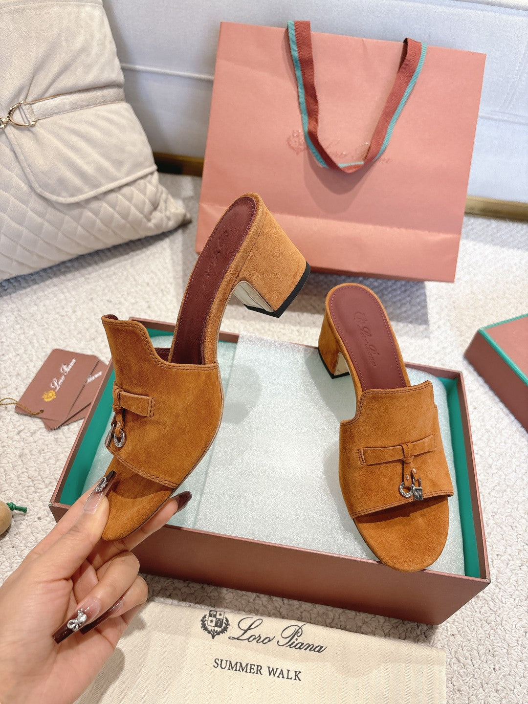 LP 25C Summer Charms Mules 55MM Kyoto Orange Suede 215032