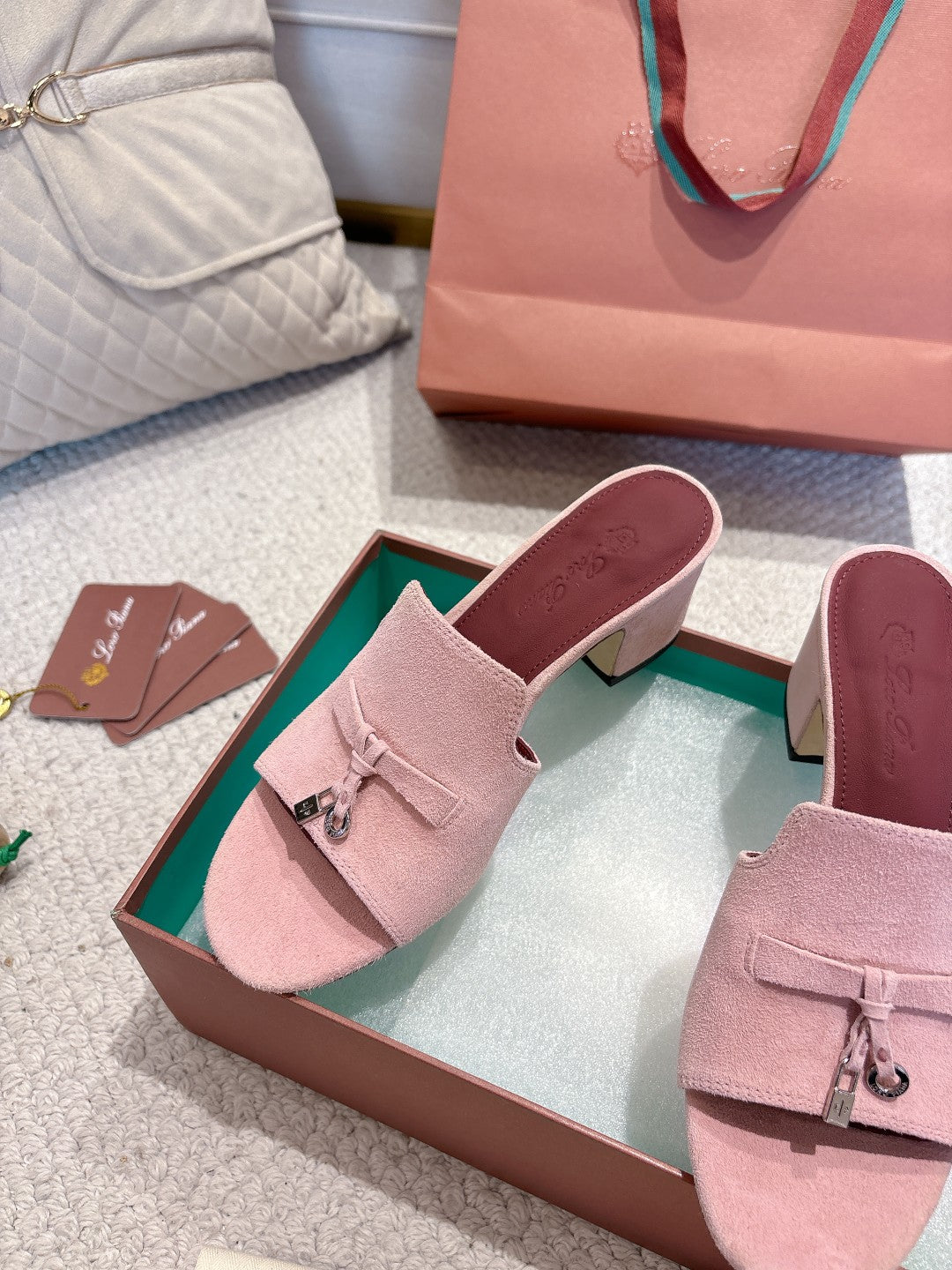 LP 25C Summer Charms Mules 55MM Pink Pastel Suede 215026