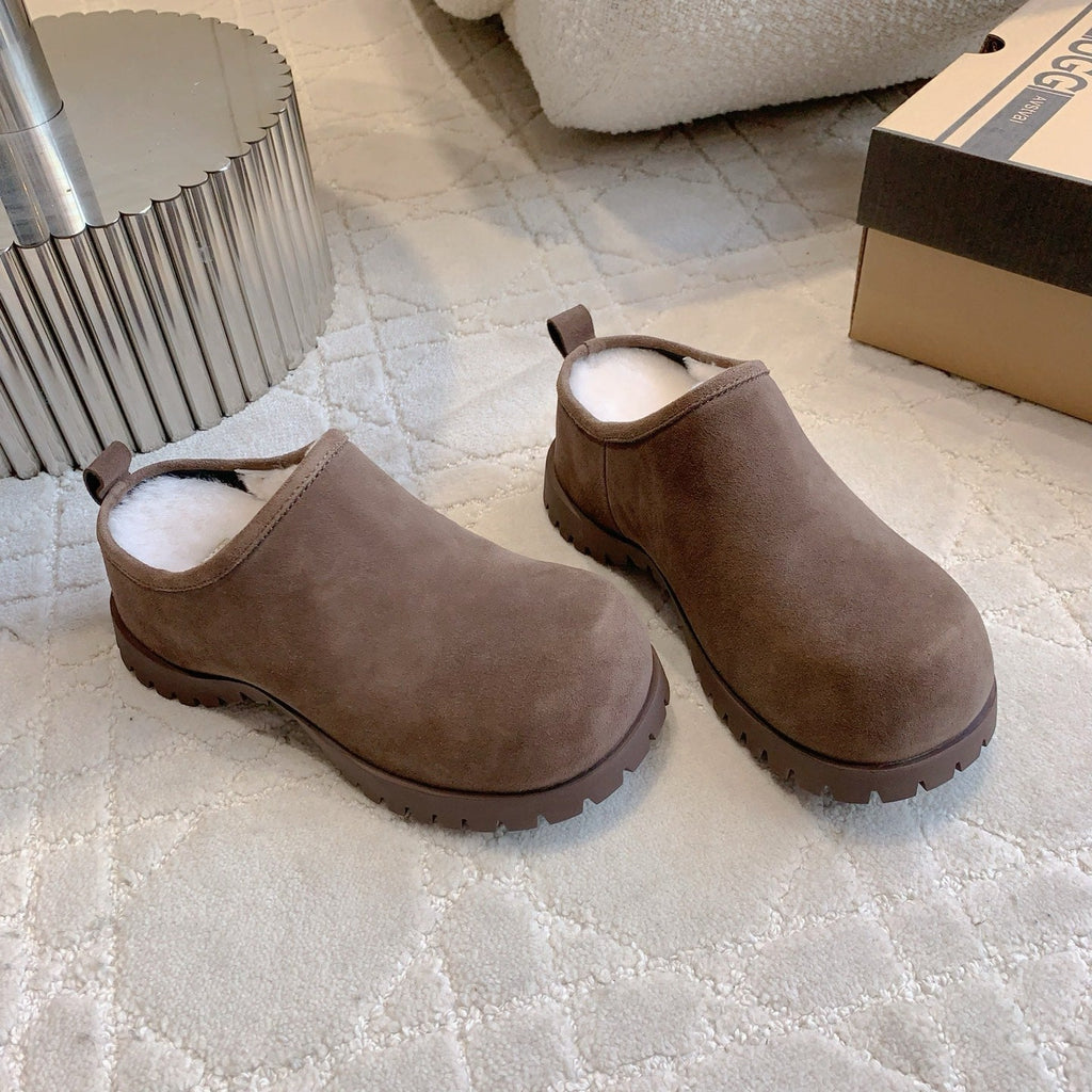 UGG Classic Ultra Mini Mule Reddish Brown Wool Suede Fleece Lining 516912