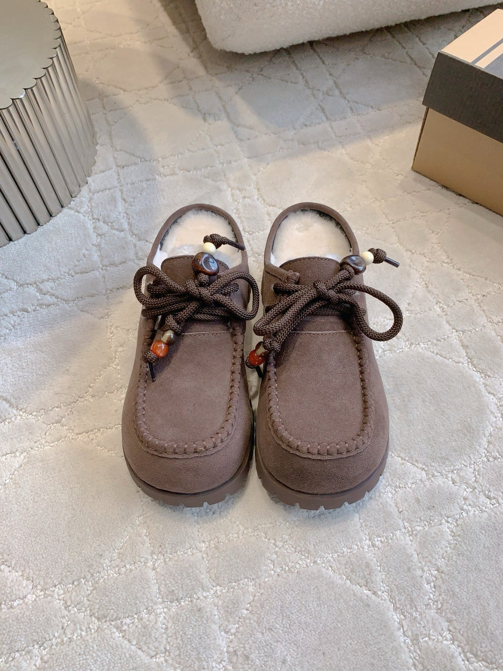 UGG Yupoo Loafers Burgundy Wool Suede Mule Fleece Lining 516909