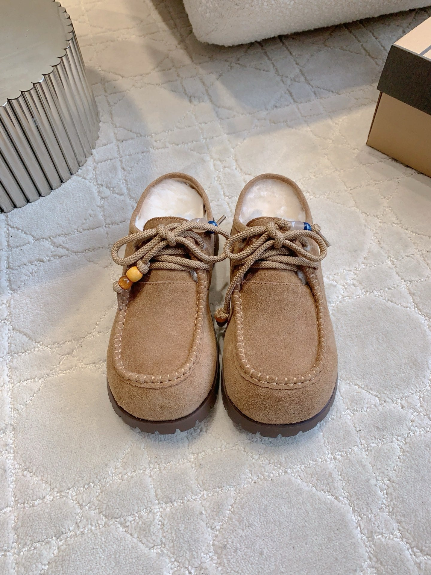 UGG Yupoo Loafers  Beige Wool Suede 516910