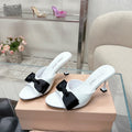 Miu Mordoré Black Bows Mules  70mm White Cowhide 445516
