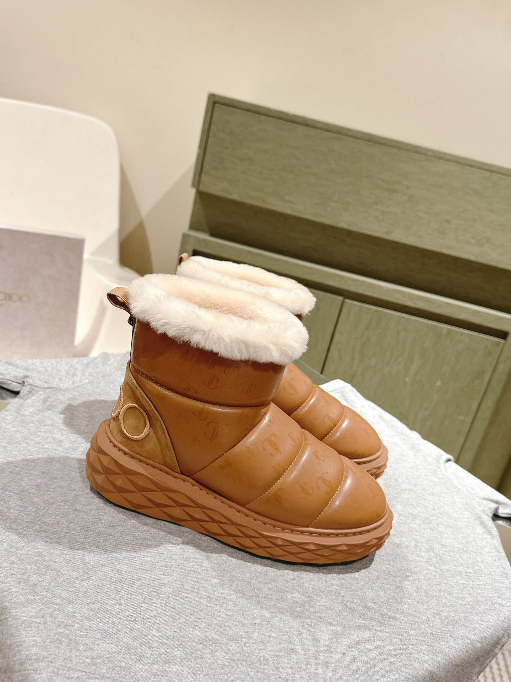 Jimmy Xan Toffee Ankle Boots Brown Shearling Leather 533015