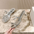 Loewe 25 Petal Bow Sandals Silver Cowhide PVC