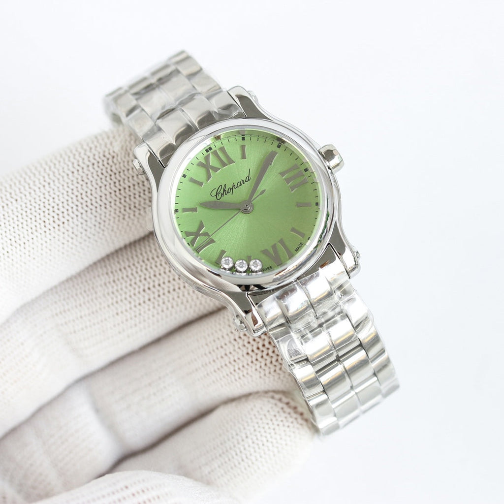Happy Diamond Silver Green Dial