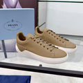 Prada 26s Court Sneakers Taupe Leather 838036
