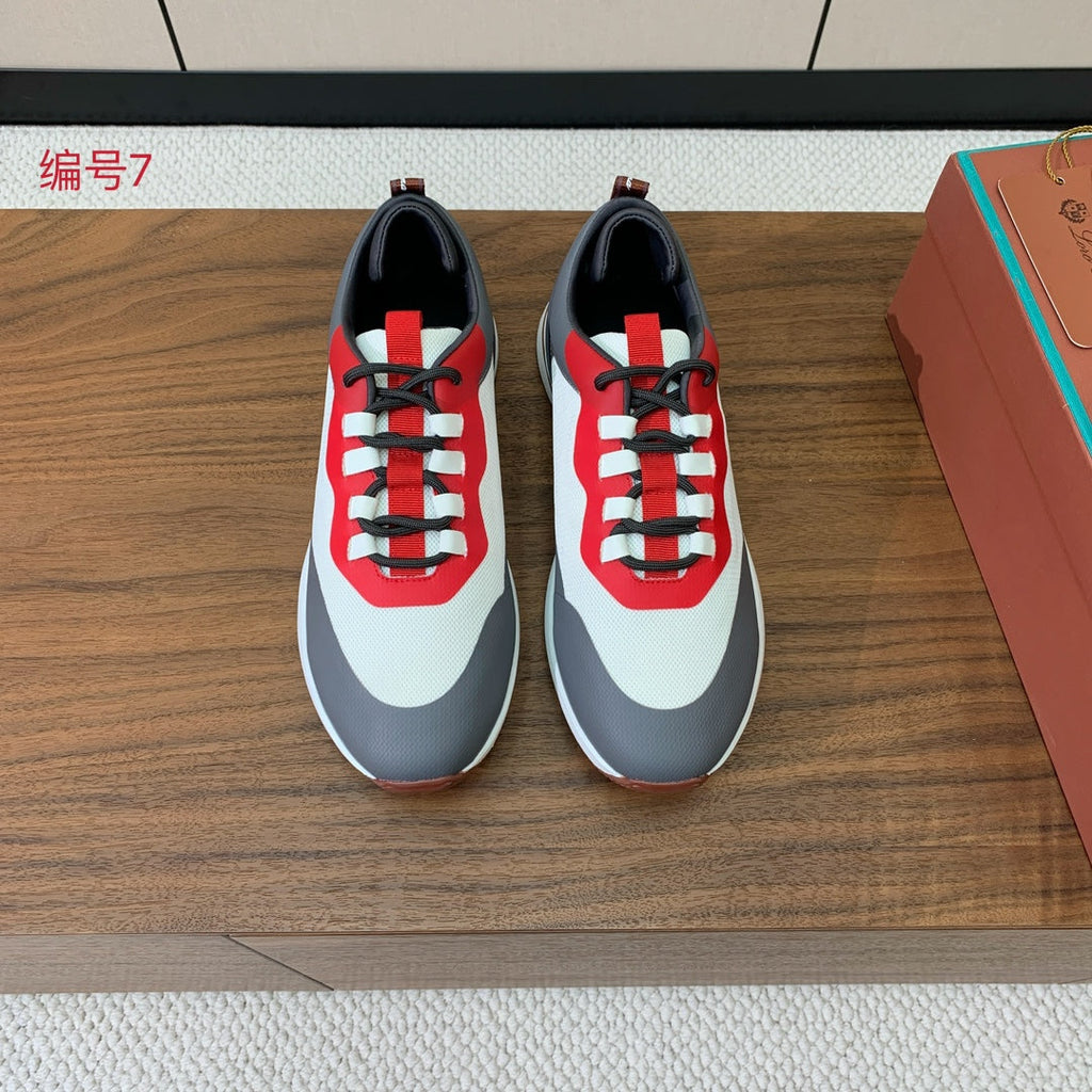 LP Week-End Walk Sneaker In White Mix Dark Grey Red Mesh Fabric 984409