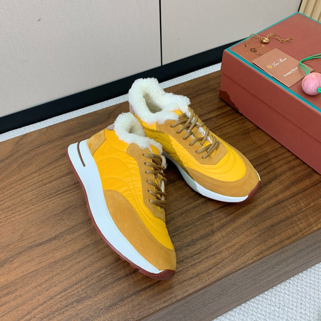 LP Week-end Walk Sneakers In Yellow Mix Dark Yellow Denim With Wool Fleece Lining  984278