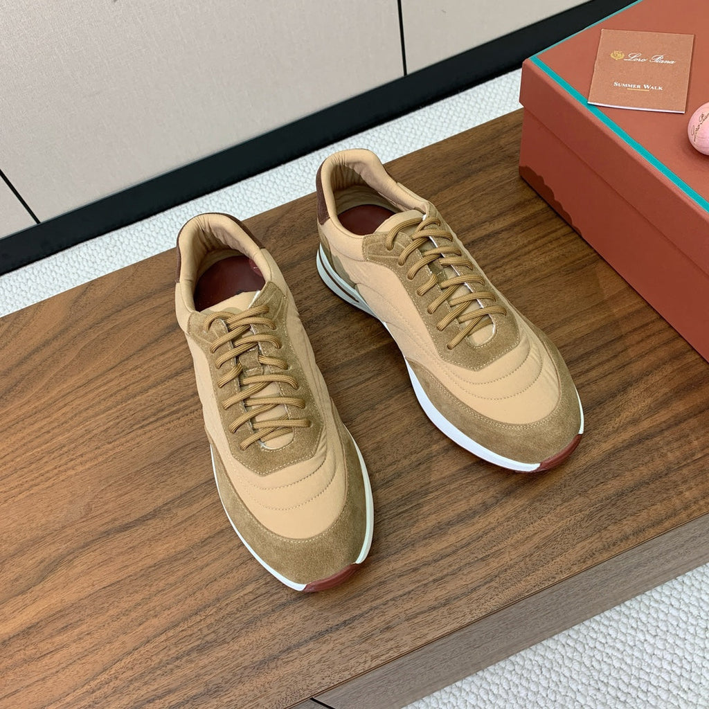LP Week End Walk Sneaker In Dark Beige Mix Camel Denim Fabric And Sudede 984393