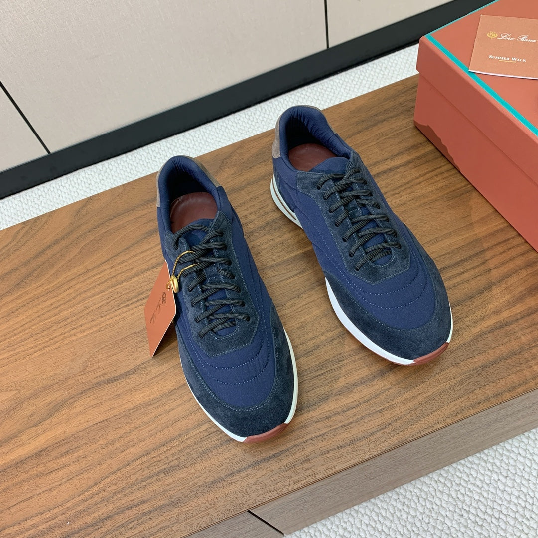 LP Week End Walk Sneaker In Navy Blue Denim Fabric And Sudede 984394