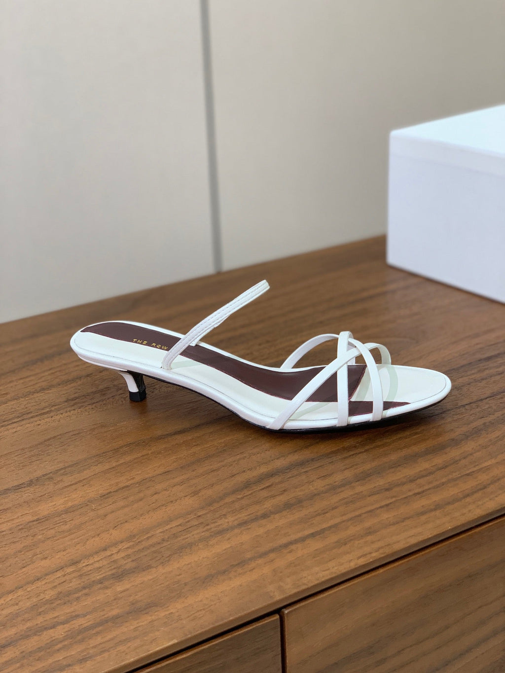 The Row  Heel Sandals 30mm White Mix Burgundy Sheepskin 325422