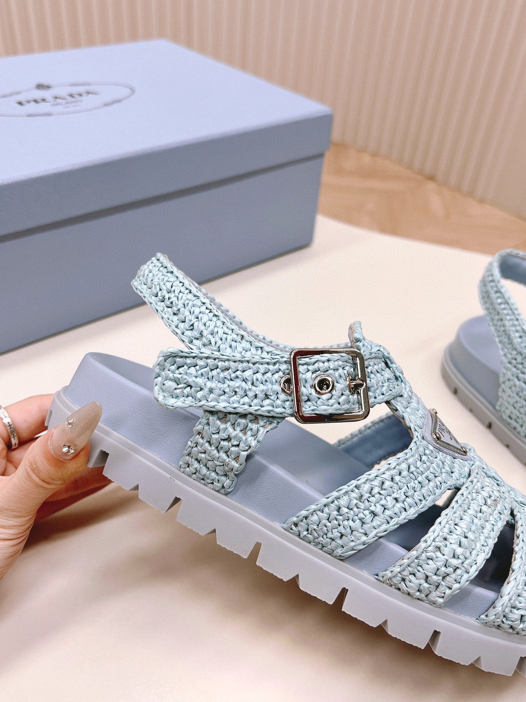 PRA RUBBER FISHERMAN SANDALS SKY LAMBSKIN