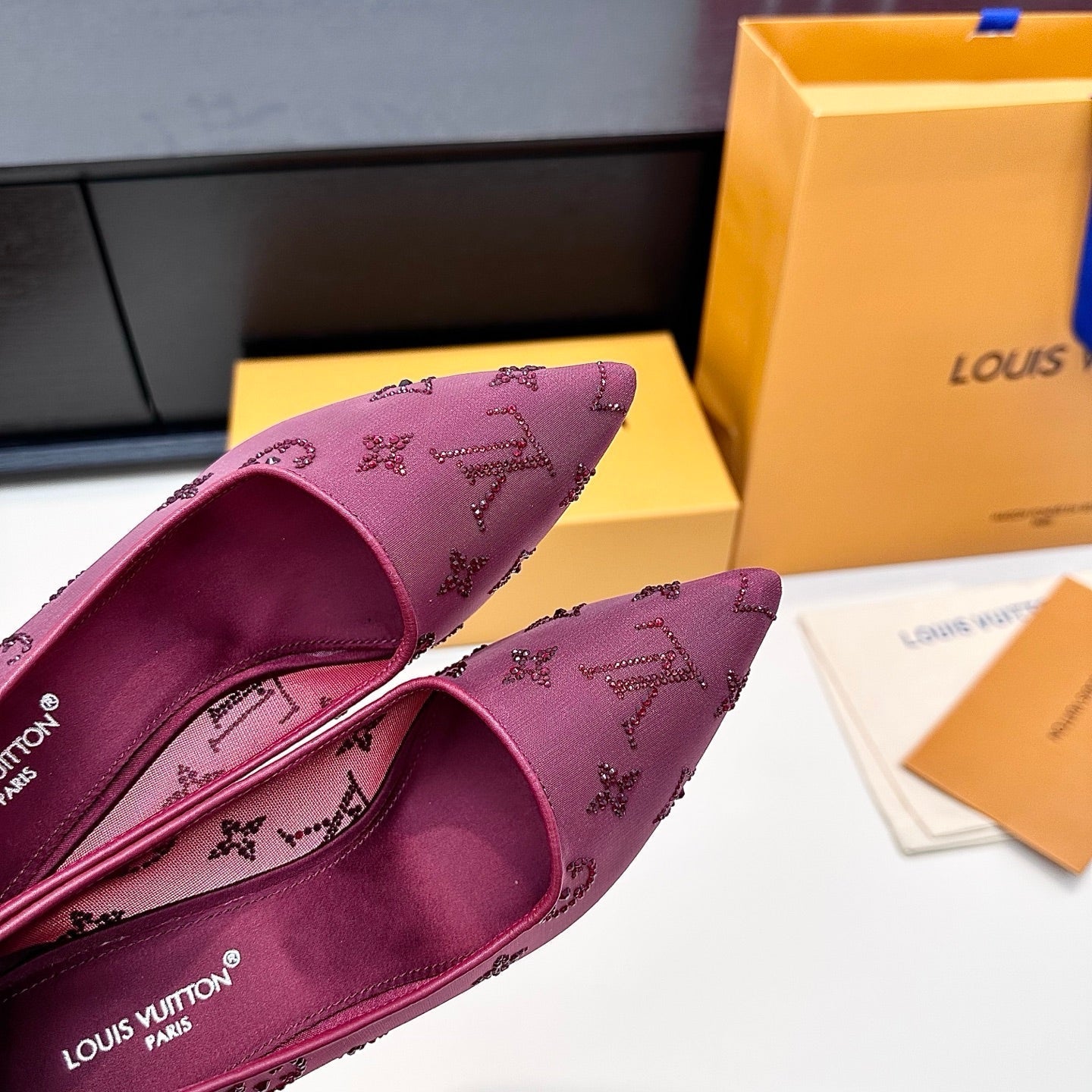 LV GALA High Heels Series Shoes 95mm Mulberry Mesh 542218
