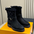 LV Territory Flat Ankle Boots Black Suede 542260