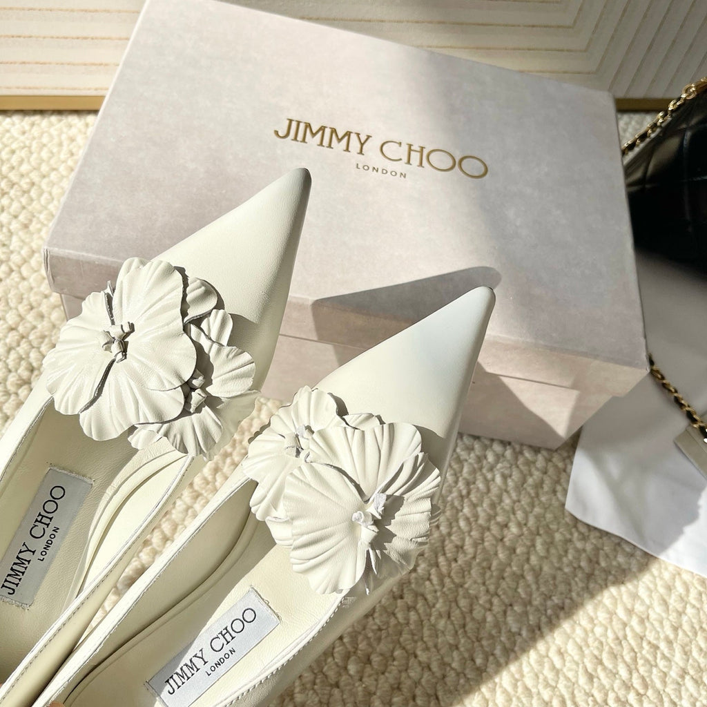 Jimmy Choo Skye Corsage Pump 4.5cm White Sheepskin 669837