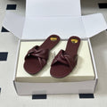 YSL Knotted Slide Burgundy Smooth Leather 787569