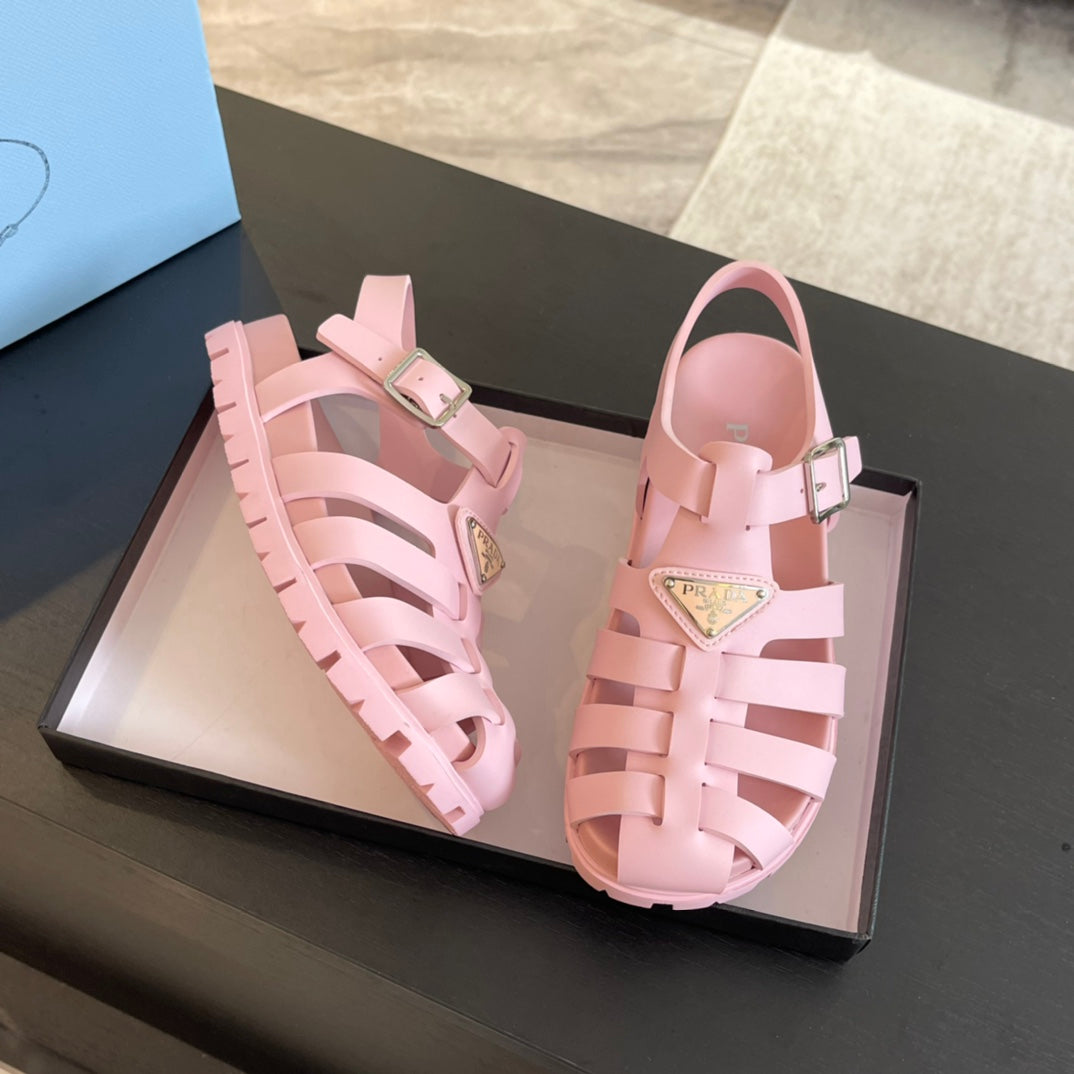 PRA RUBBER FISHERMAN SANDALS LIGHT PINK CALFSKIN