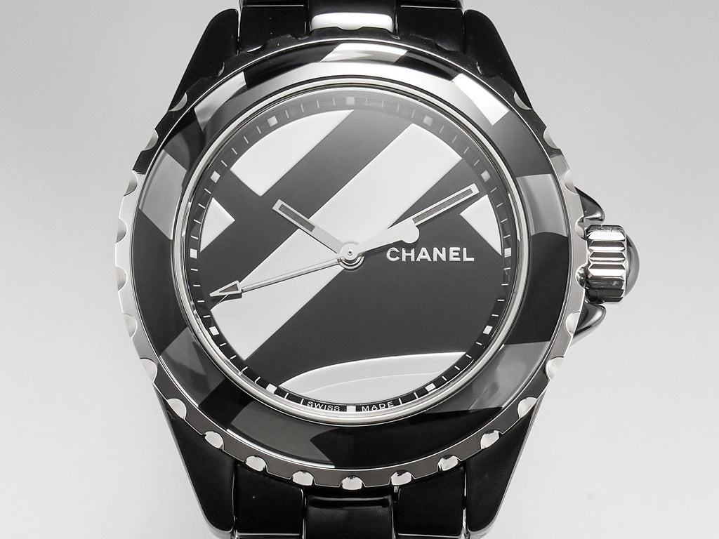 J12 38mm Automatic Limited Untitled H5582 Black Ceramic Black Steel Dial