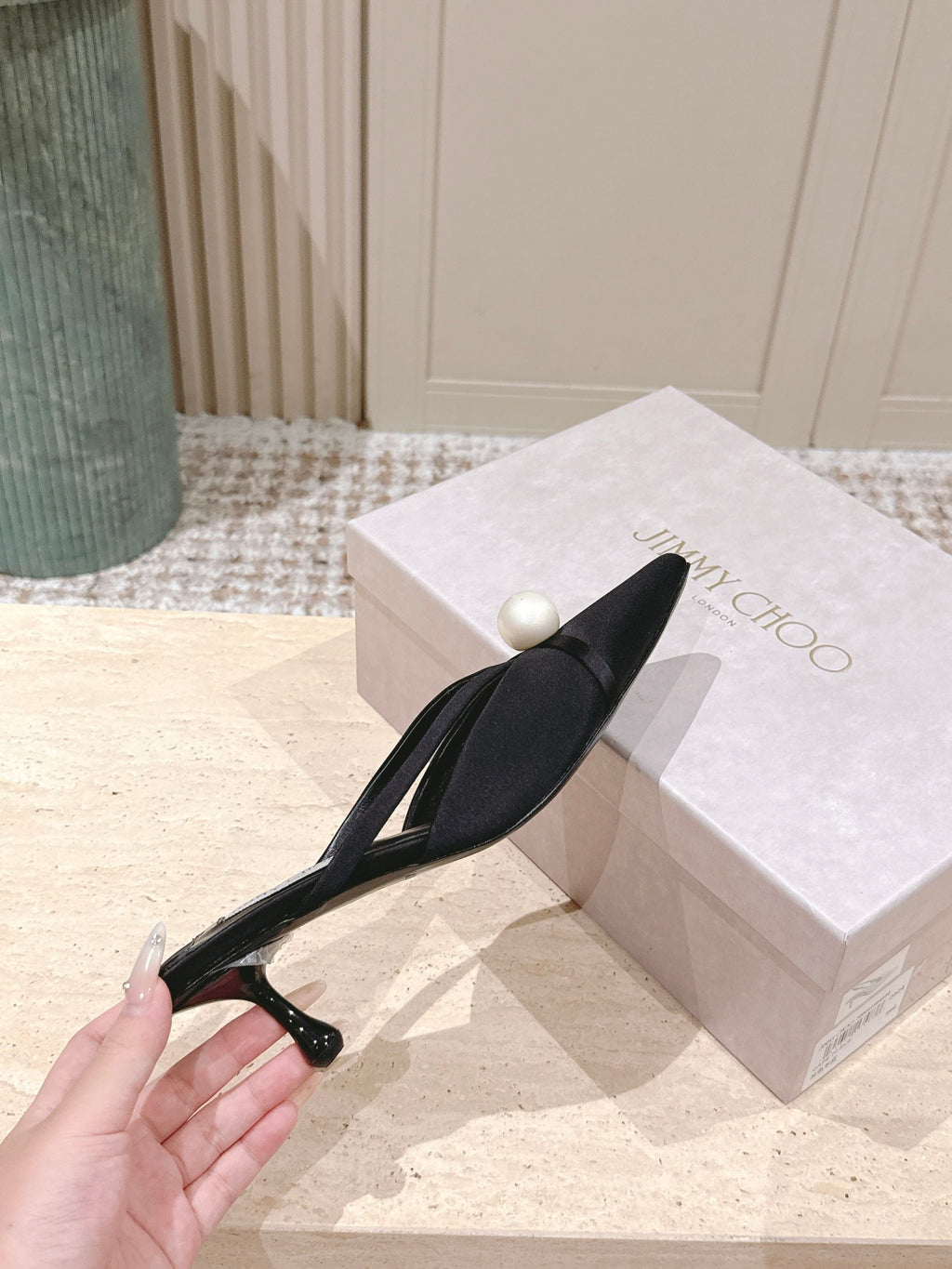 Jimmy Sana Mule 50mm Black Satin Fabric 431842