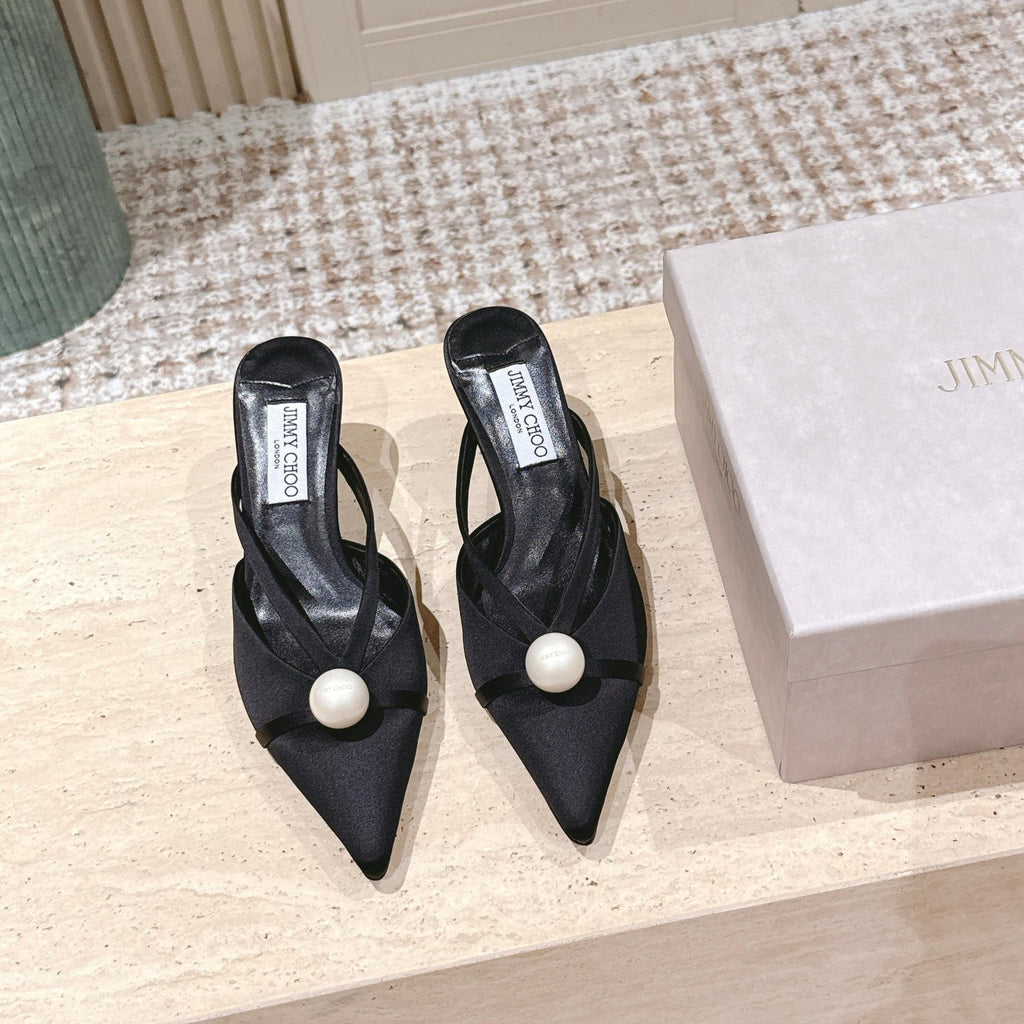 Jimmy Sana Mule 50mm Black Satin Fabric 431842