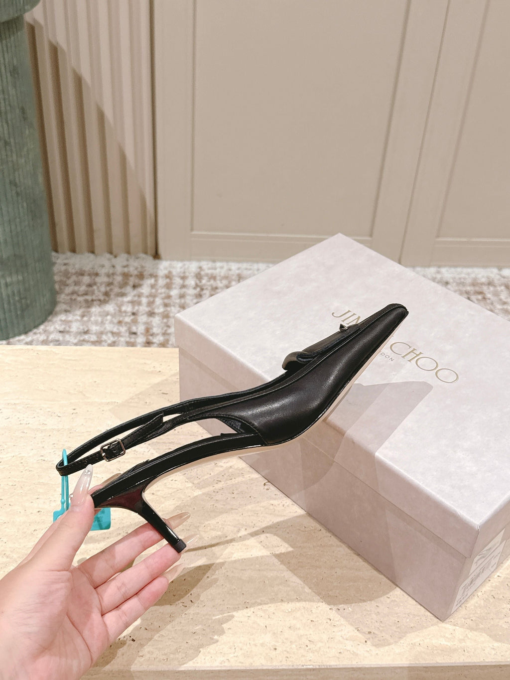 Jimmy Frances Slingback 60mm Black Cowhide 431854
