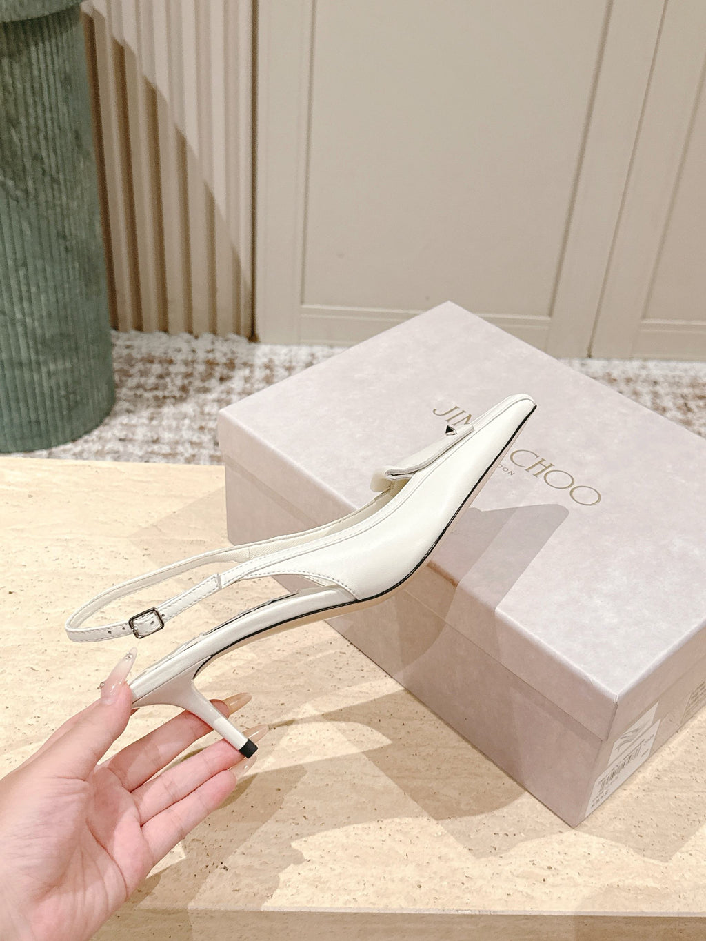 Jimmy Frances Slingback 60mm White Cowhide 431856