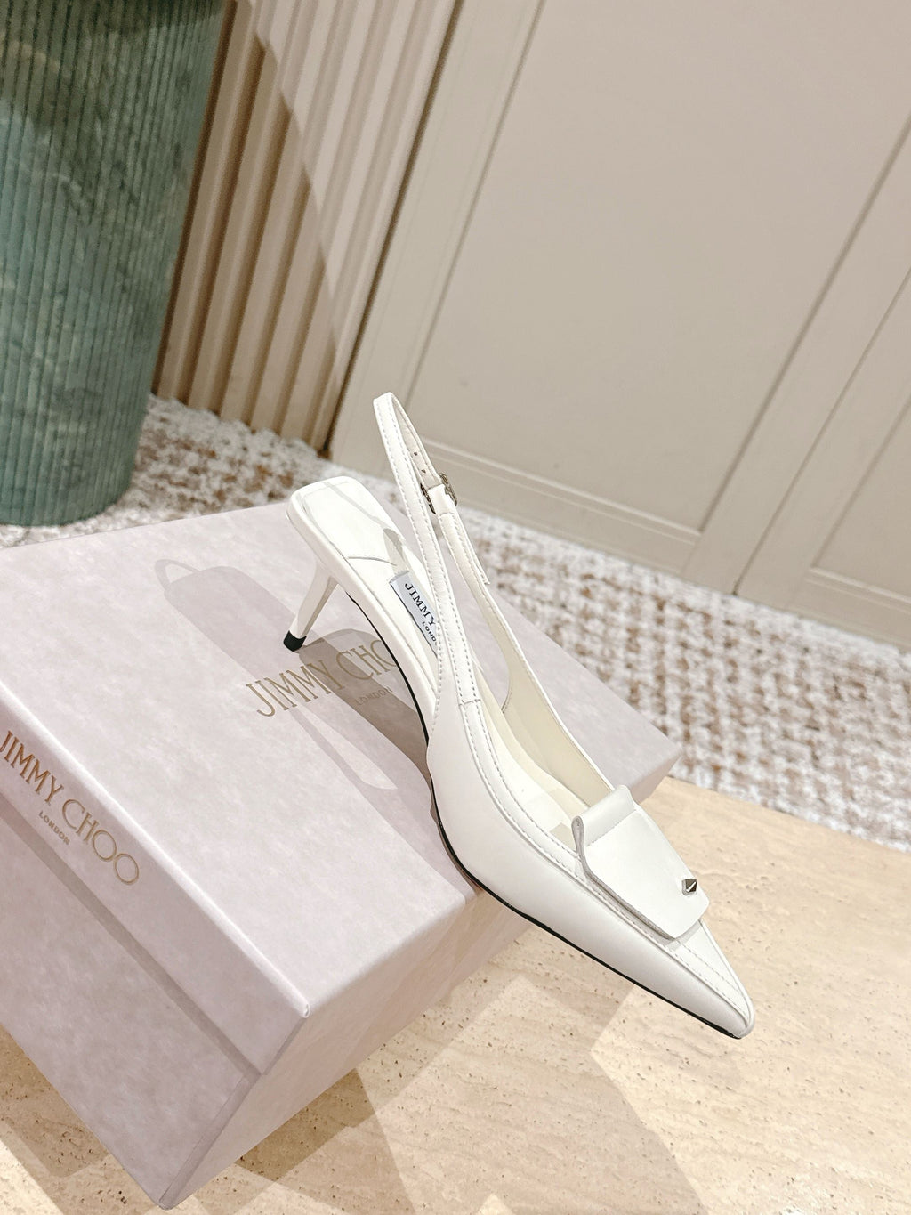 Jimmy Frances Slingback 60mm White Cowhide 431856