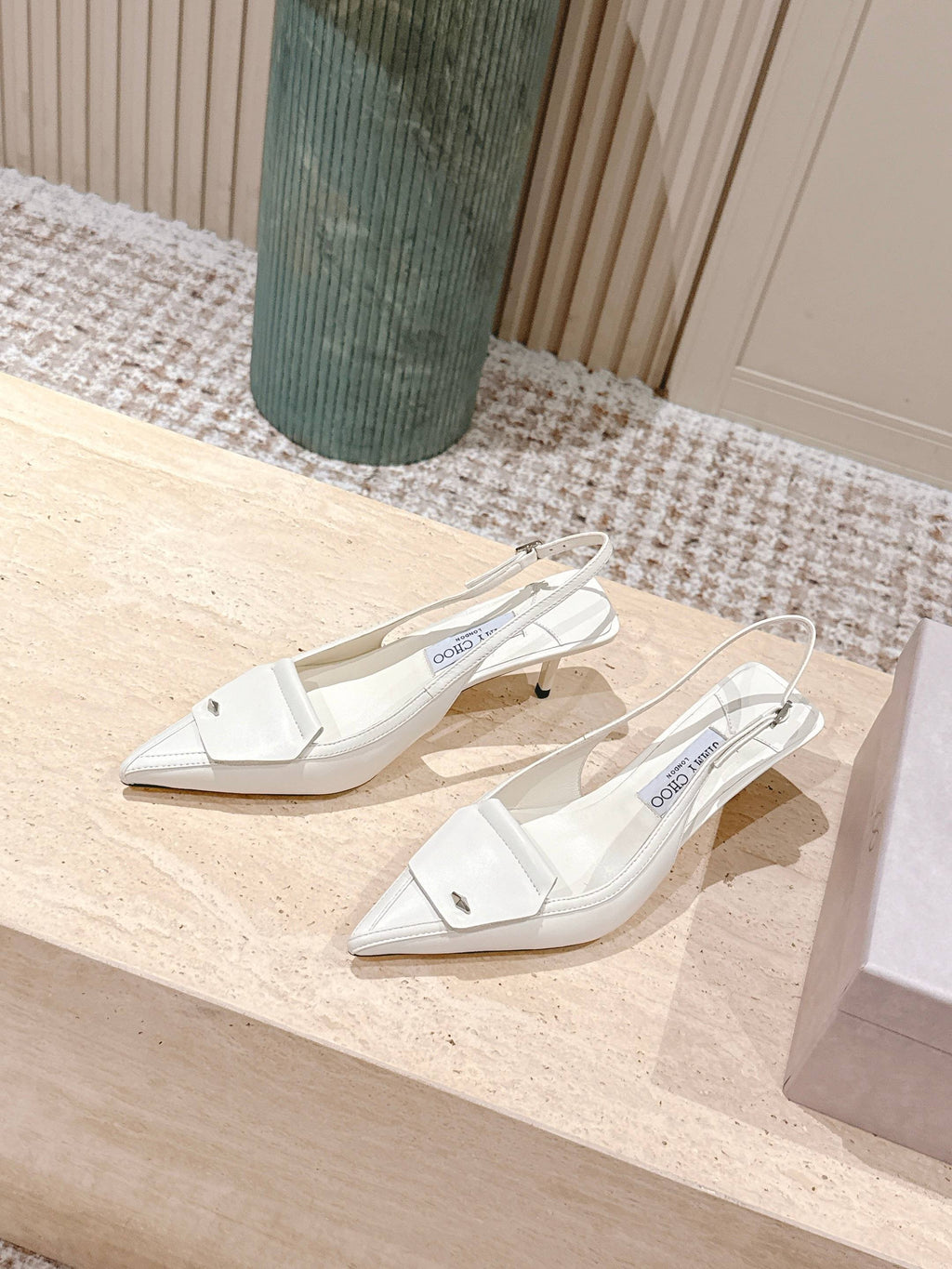 Jimmy Frances Slingback 60mm White Cowhide 431856
