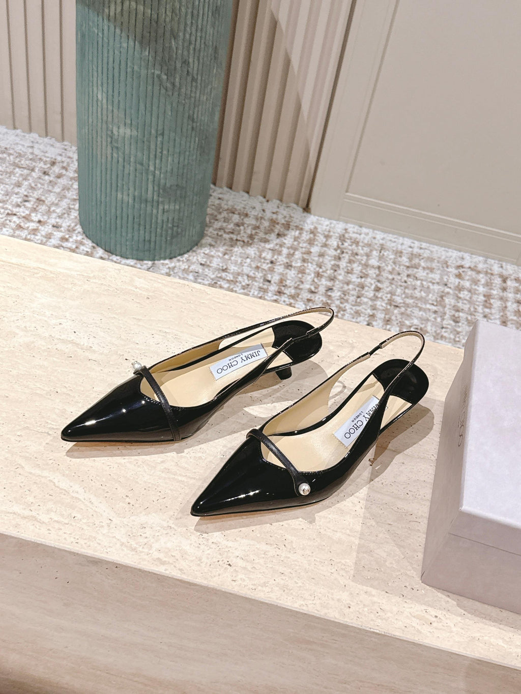 Jimmy 25 Amita Slingback 45mm Black Patent Leather 431858