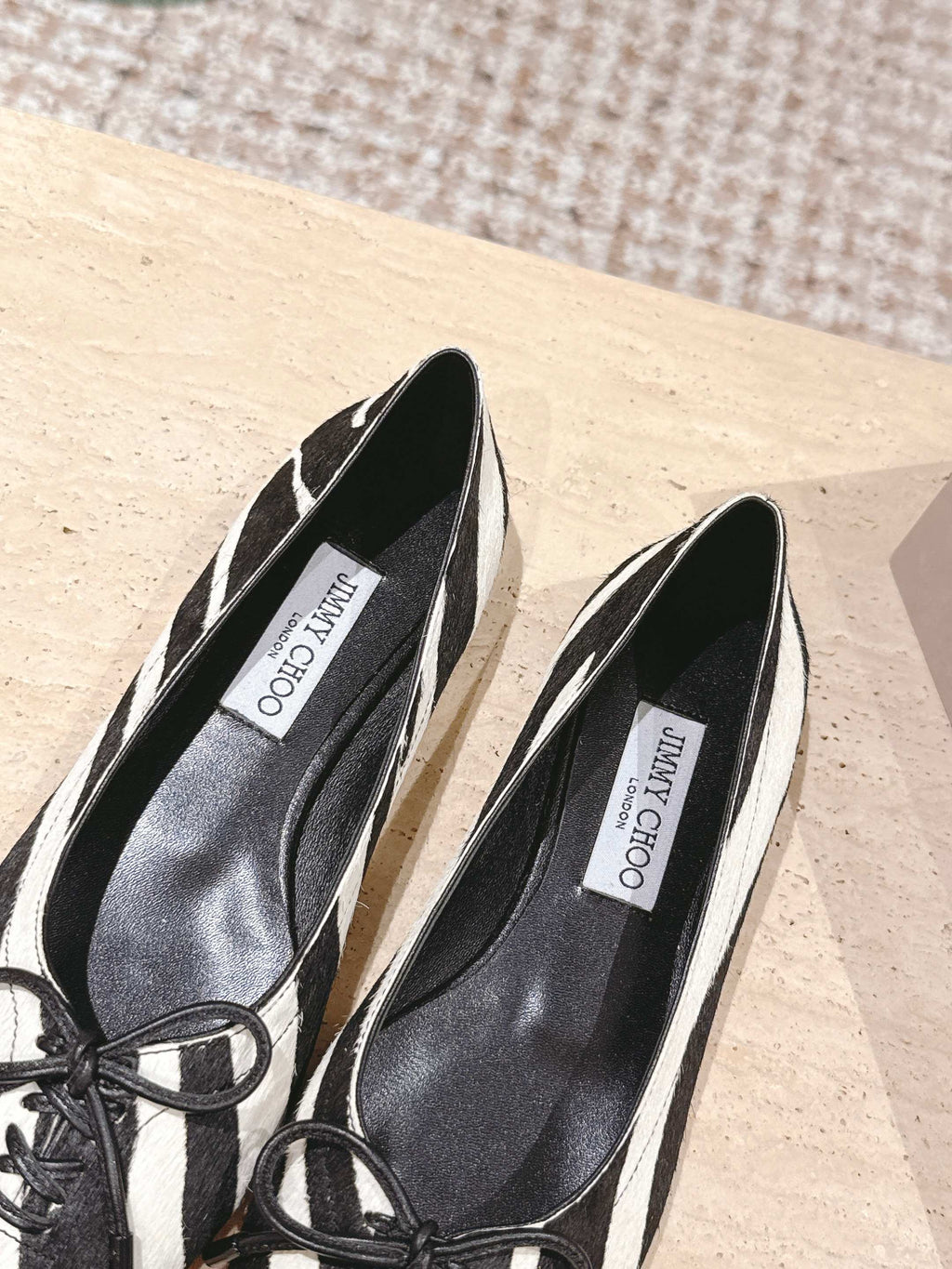Jimmy 25s Ballet Flats 10mm Black White Zebra Hair & Sheepskin 431866
