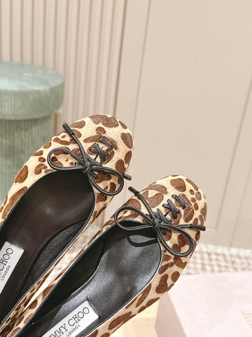 Jimmy 25s Leopard-Print Ballet Flats 10mm Zebra Hair & Sheepskin 431867