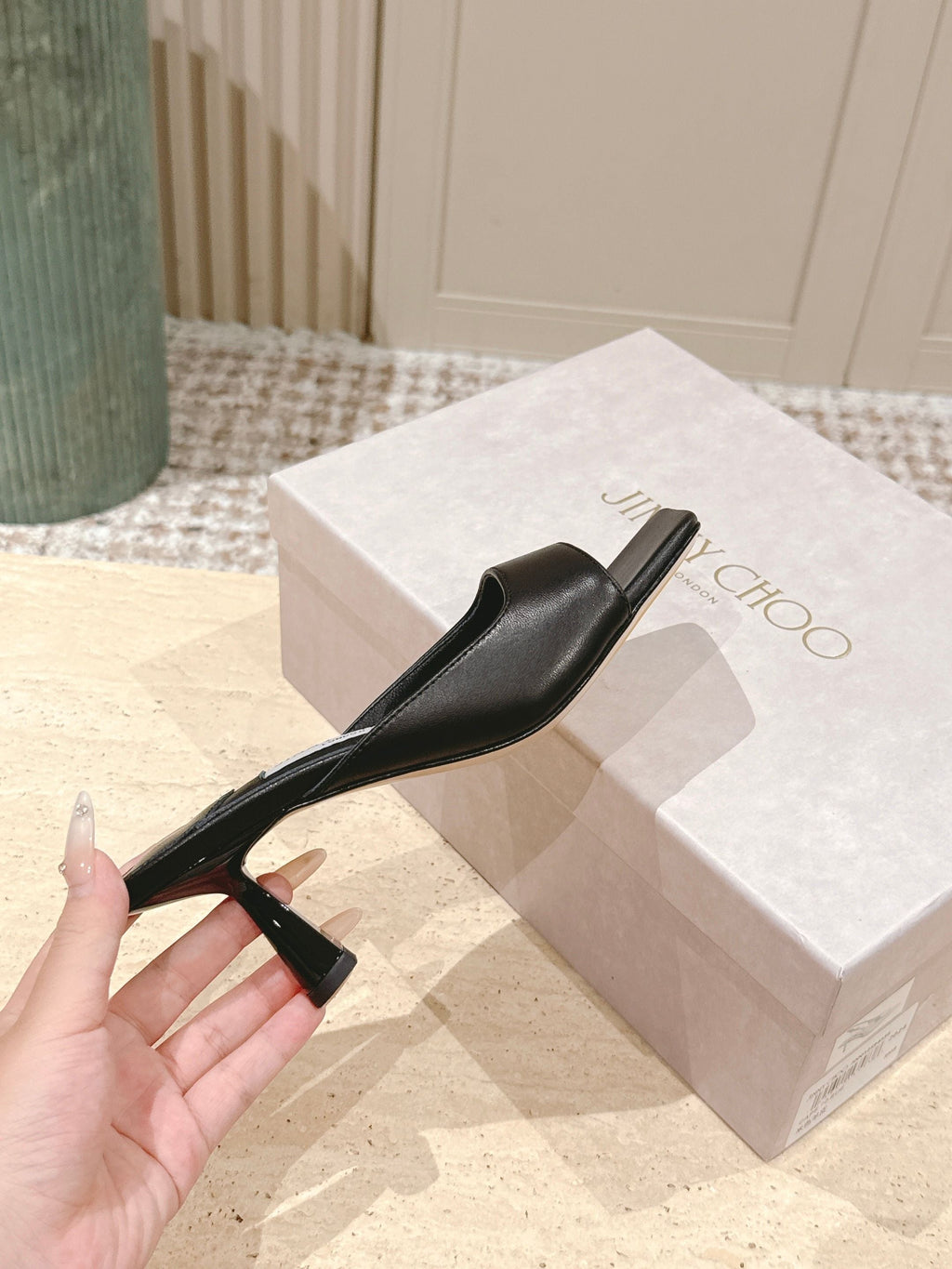 Jimmy 25s Skye Satin Mules 70mm Black Leather 431870