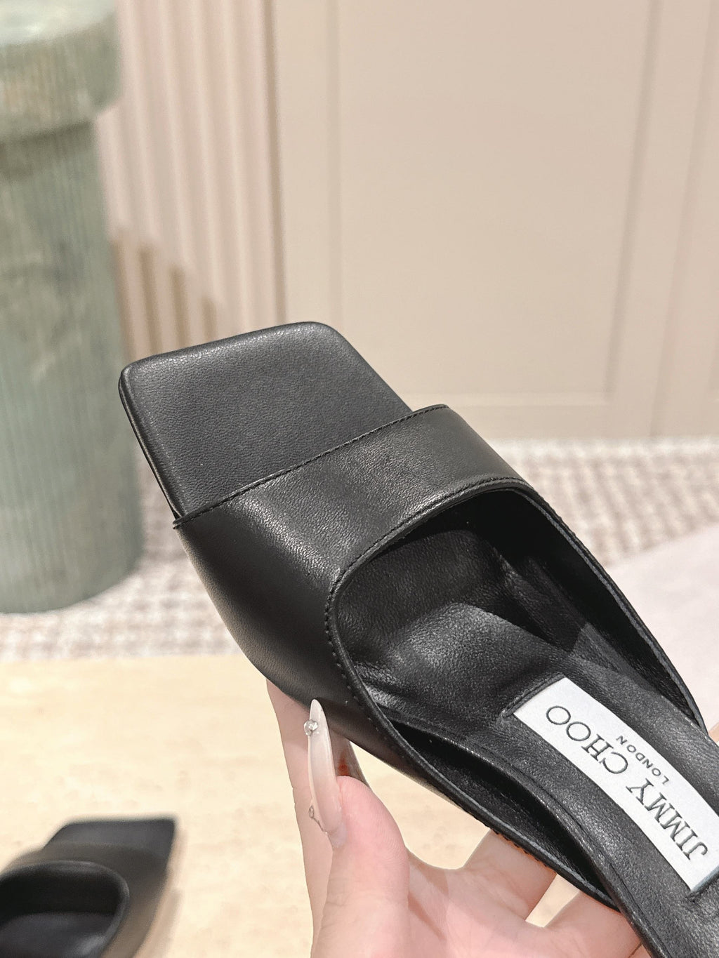 Jimmy 25s Skye Satin Mules 70mm Black Leather 431870