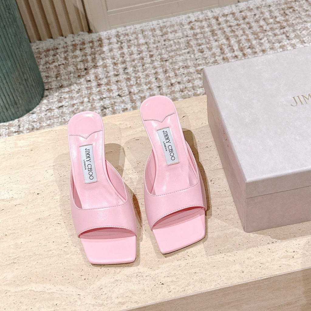 Jimmy 25s Skye Satin Mules 70mm Pink Leather 431872