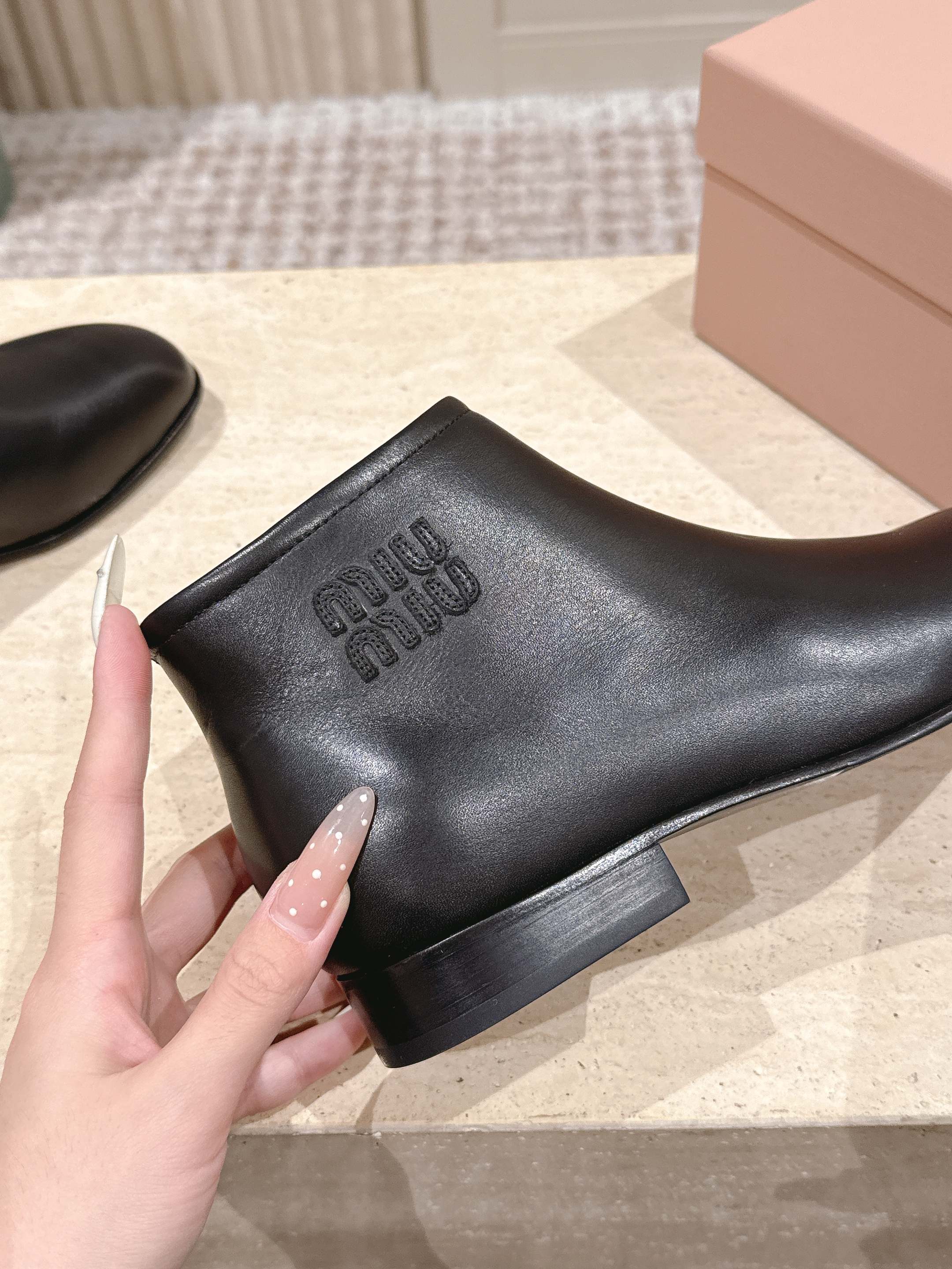Miu Miu Pair Fumé Booties Ankle Boots Dark Brown Calf Leather 533040