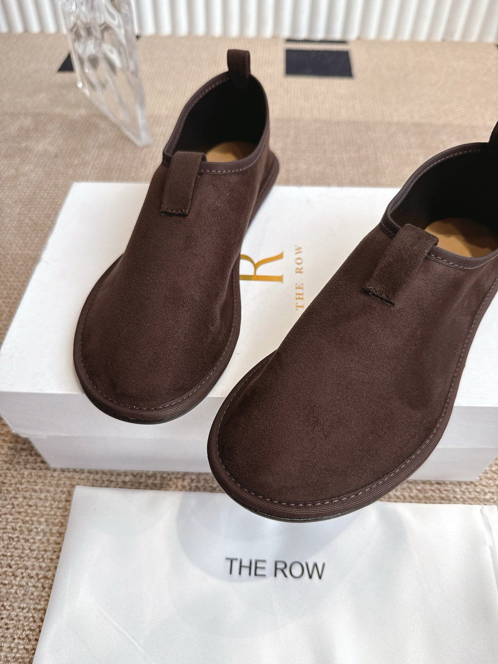 The Row 25ss Flat Shoes Dark Brown Suede 443299