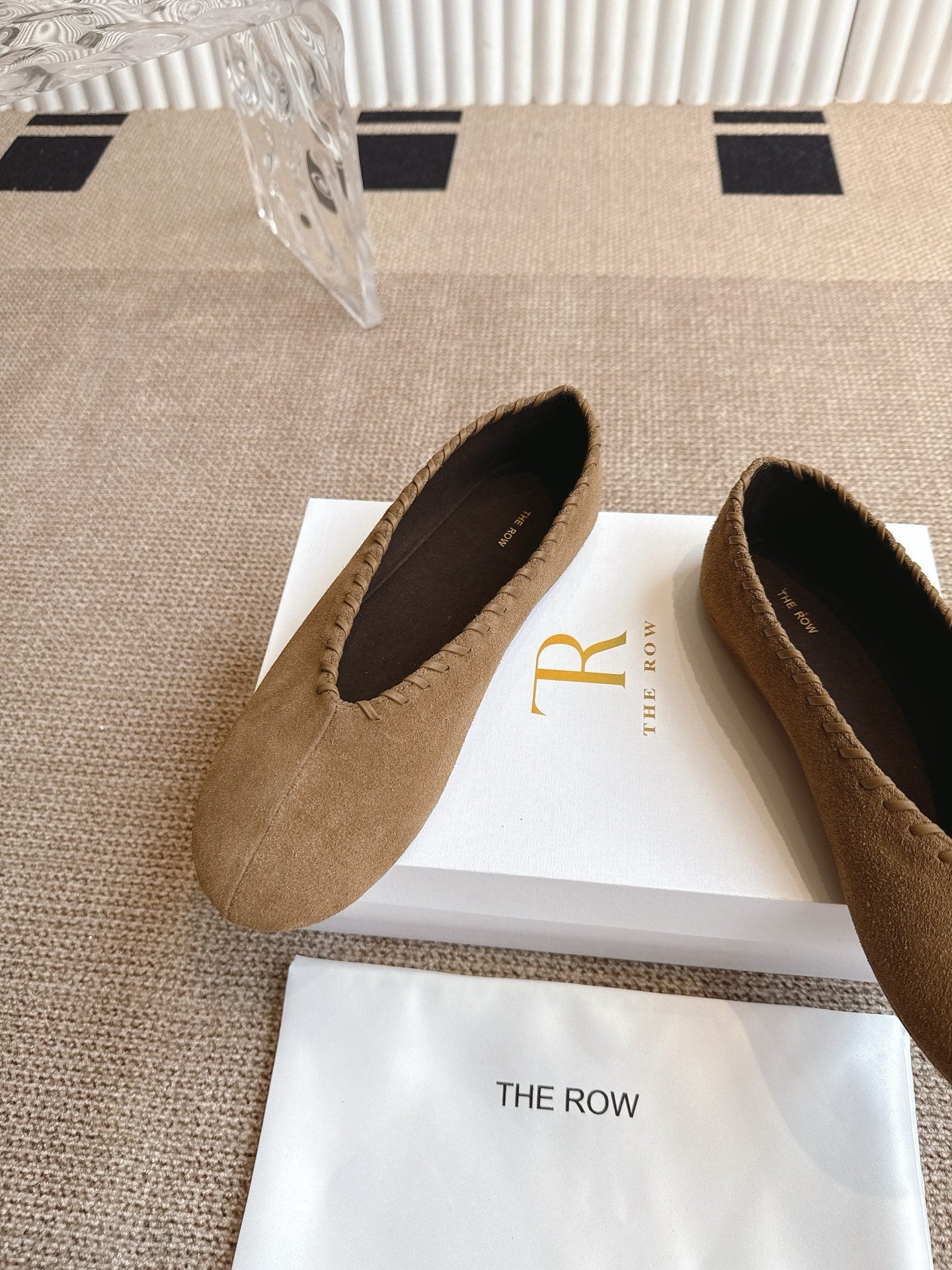 The Row 25ss Ballet Flat Light Brown Nubuck Leather 443302