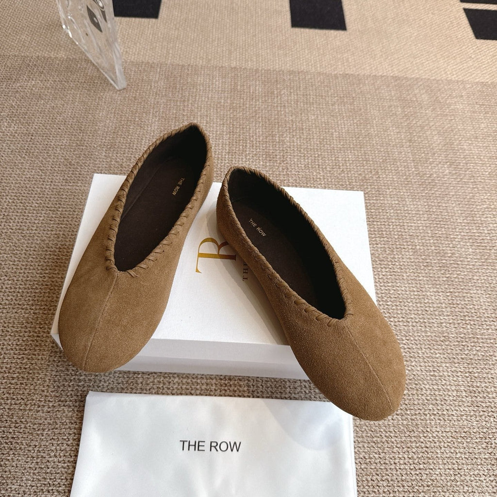 The Row 25ss Ballet Flat Light Brown Nubuck Leather 443302