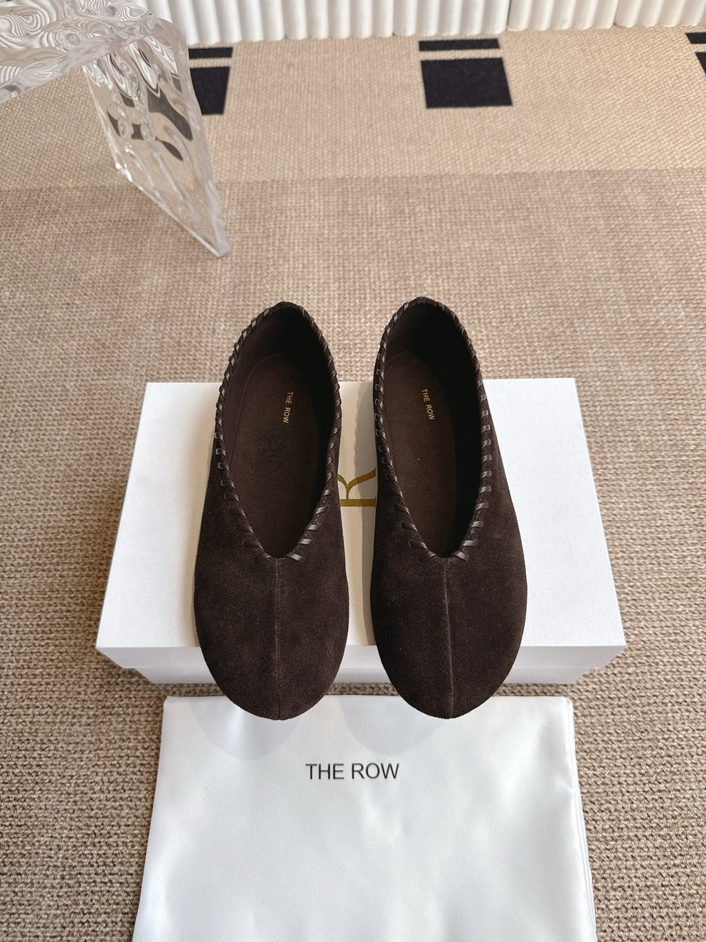 The Row 25ss Ballet Flat Dark Brown Nubuck Leather 443303