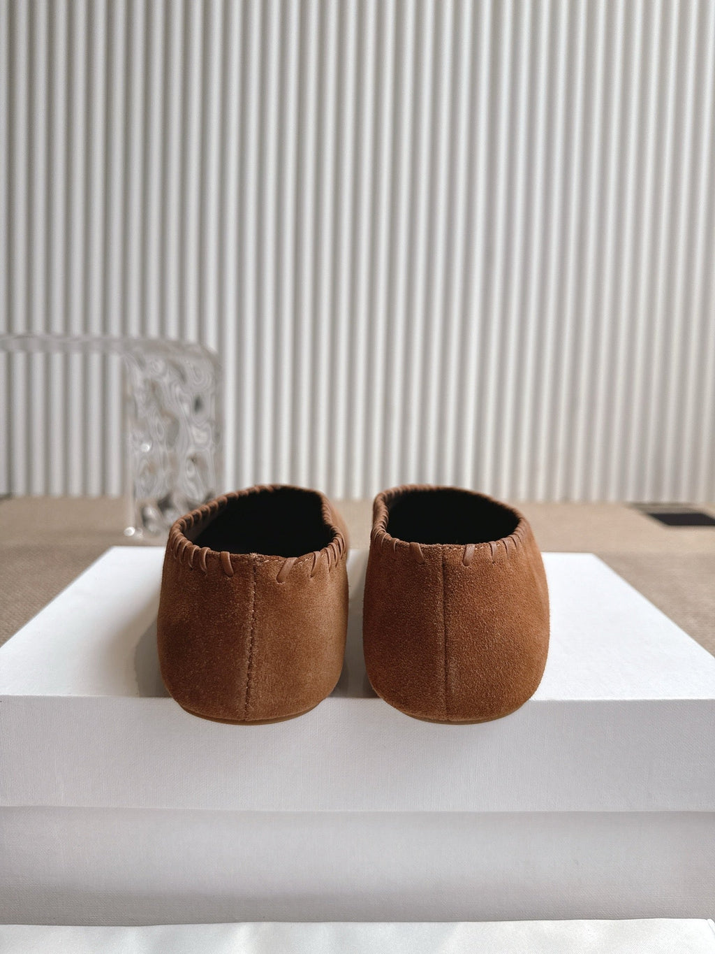 The Row 25ss Ballet Flat Brown Nubuck Leather 443304