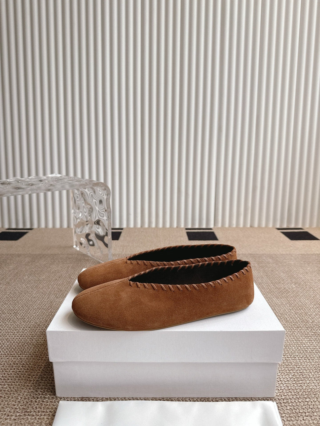 The Row 25ss Ballet Flat Brown Nubuck Leather 443304