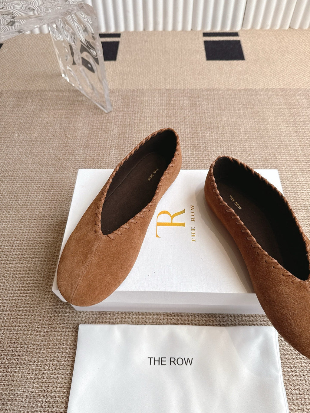 The Row 25ss Ballet Flat Brown Nubuck Leather 443304