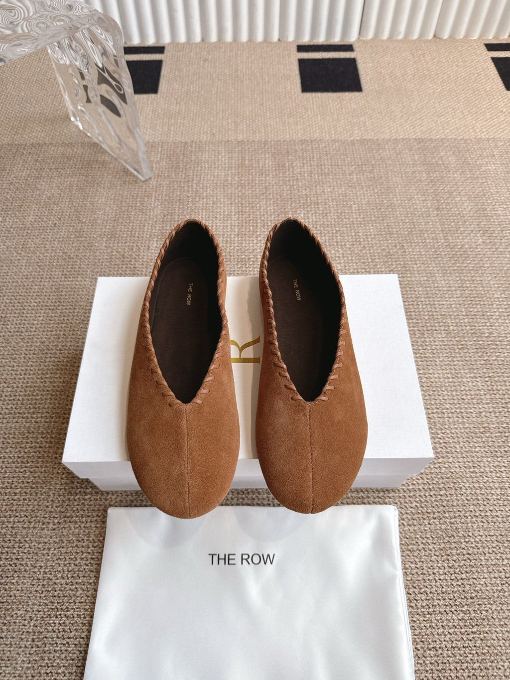 The Row 25ss Ballet Flat Brown Nubuck Leather 443304