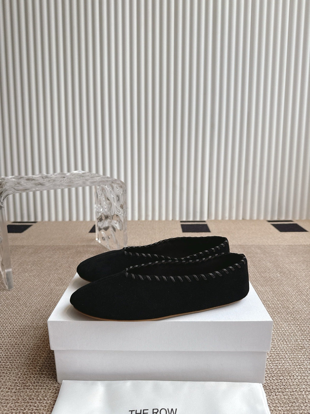 The Row 25ss Ballet Flat Black Nubuck Leather 443305