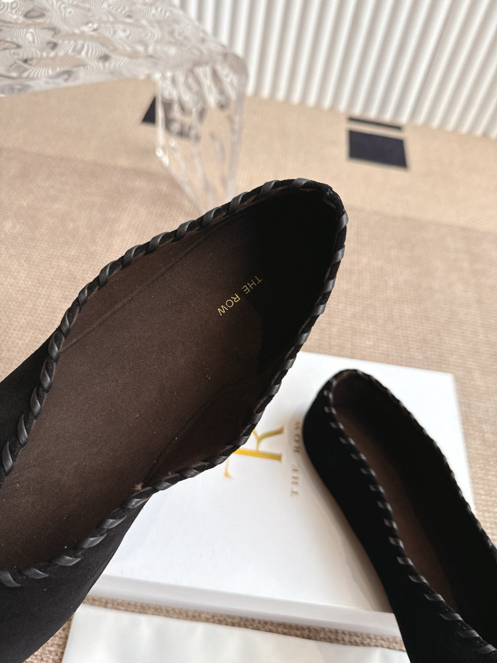 The Row 25ss Ballet Flat Black Nubuck Leather 443305