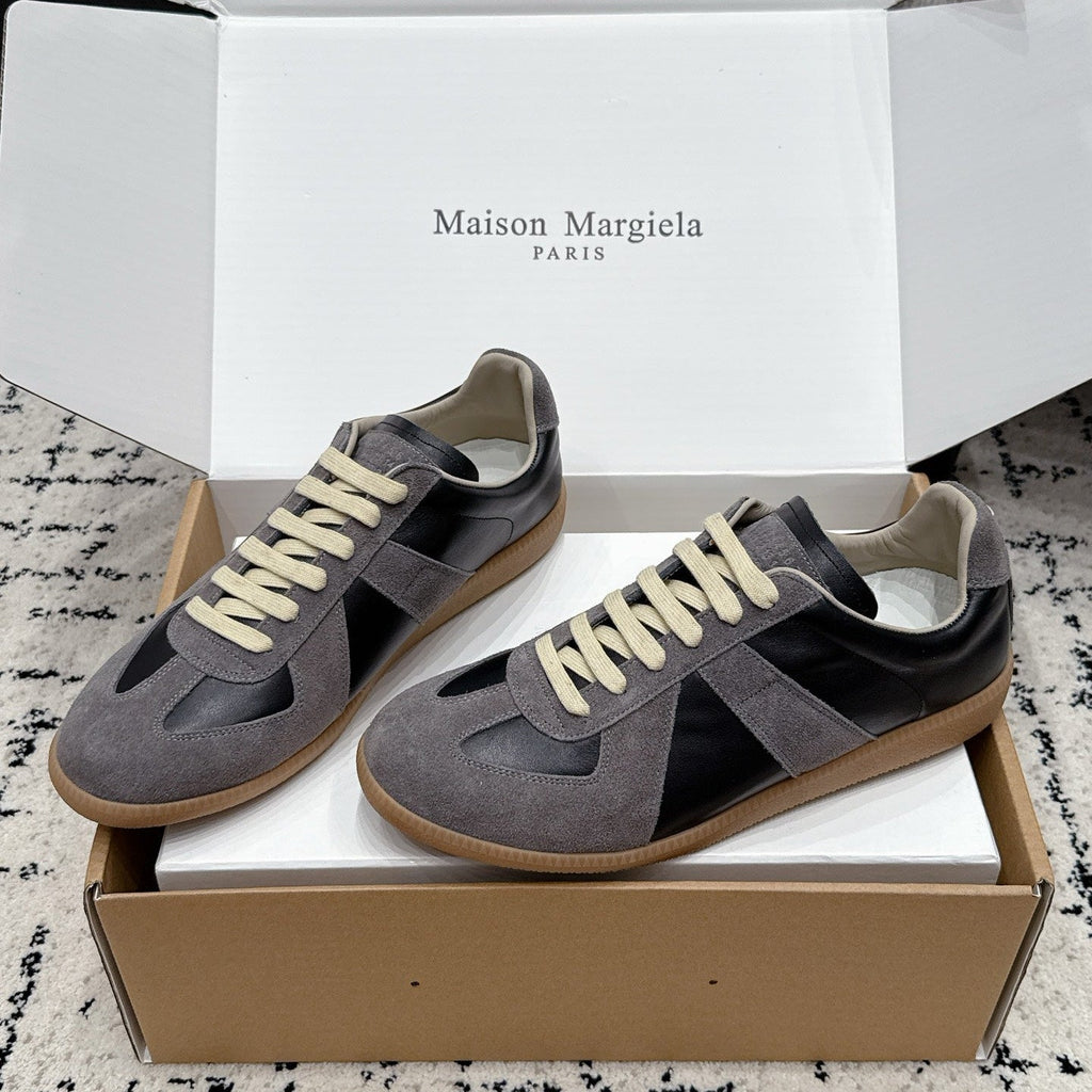 MM6 Replica Casual Sneaker Black Grey Sheepskin Suede 881187