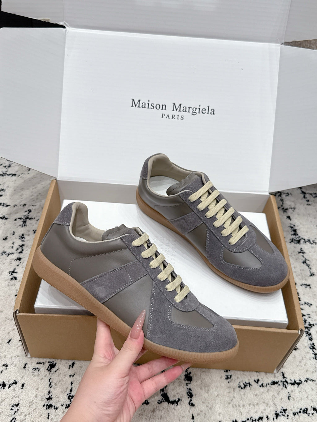 MM6 Replica Casual Sneaker Dark Grey Sheepskin Suede 881190