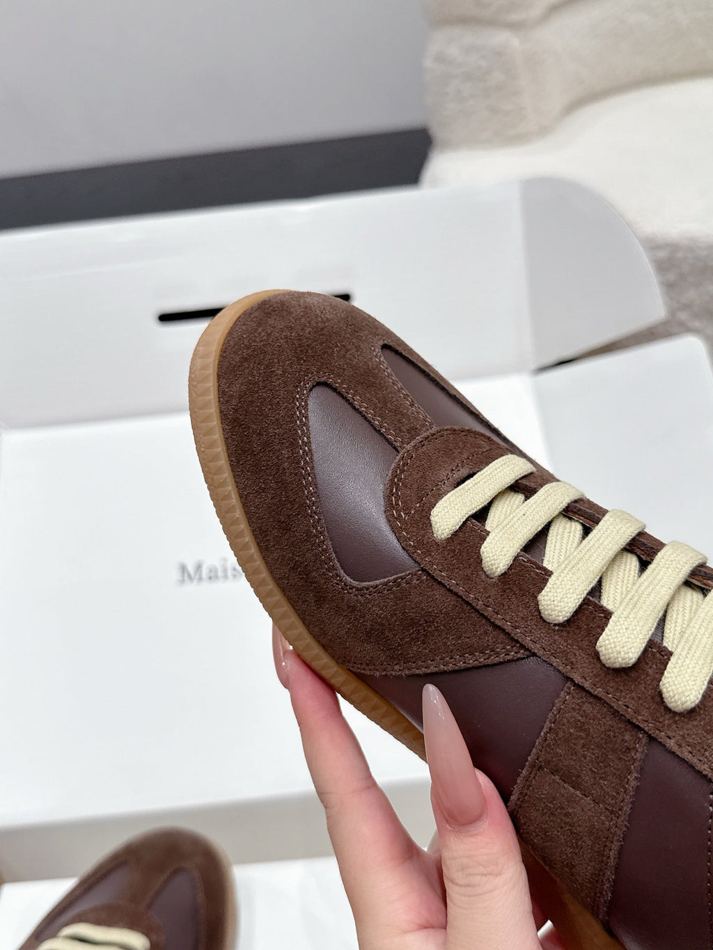 MM6 Replica Casual Sneaker Coffee Sheepskin Suede 881197