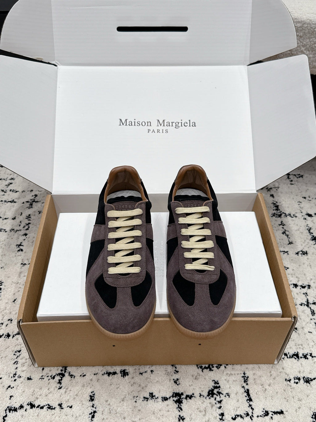 MM6 Replica Casual Sneaker Coffee Black Suede 881198